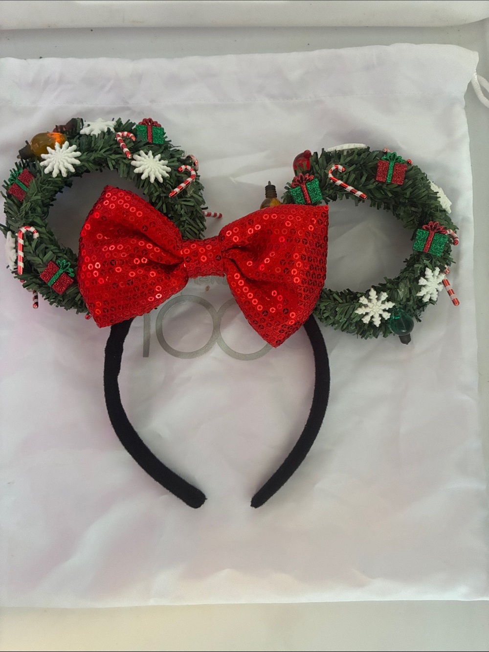 Disney Christmas Wreath Minnie Ears Headband